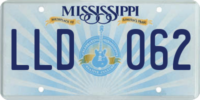 MS license plate LLD062