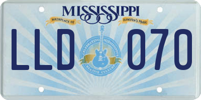 MS license plate LLD070