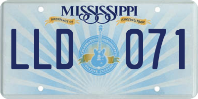 MS license plate LLD071