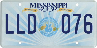 MS license plate LLD076