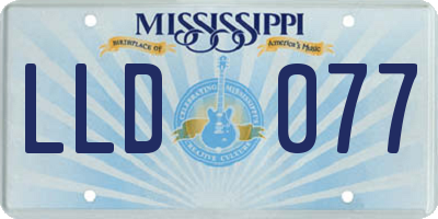 MS license plate LLD077