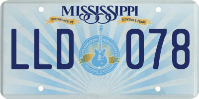 MS license plate LLD078