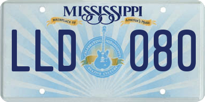 MS license plate LLD080