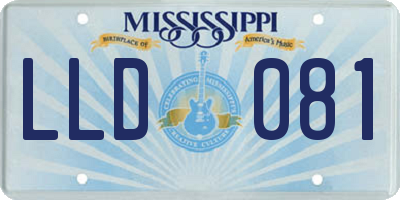 MS license plate LLD081