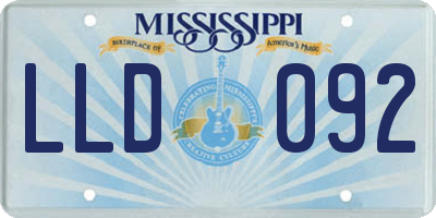 MS license plate LLD092