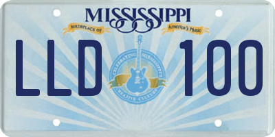 MS license plate LLD100