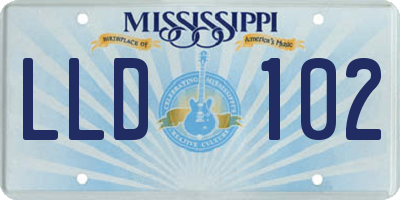 MS license plate LLD102