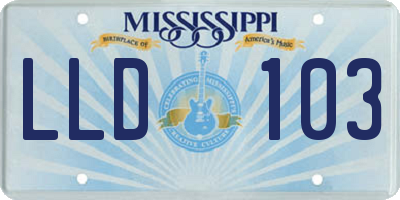 MS license plate LLD103