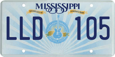 MS license plate LLD105