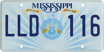 MS license plate LLD116