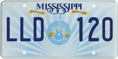 MS license plate LLD120