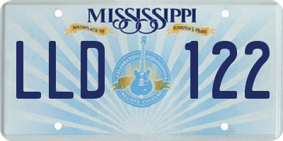 MS license plate LLD122