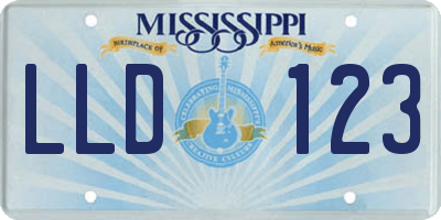 MS license plate LLD123