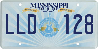 MS license plate LLD128