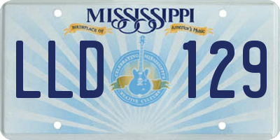 MS license plate LLD129