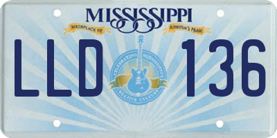 MS license plate LLD136