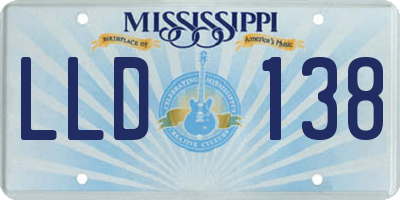 MS license plate LLD138