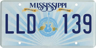 MS license plate LLD139
