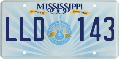 MS license plate LLD143