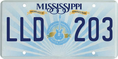 MS license plate LLD203