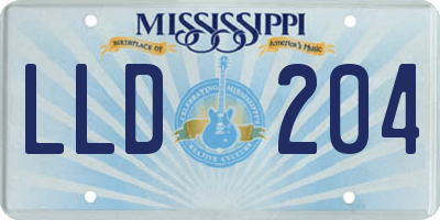 MS license plate LLD204