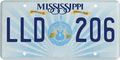 MS license plate LLD206