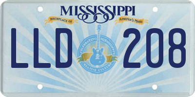 MS license plate LLD208