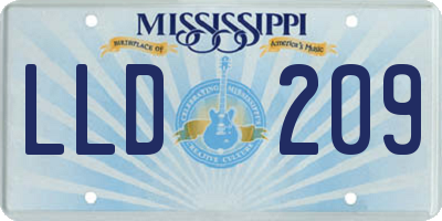 MS license plate LLD209