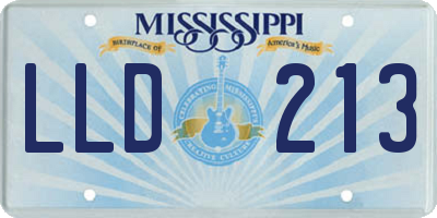 MS license plate LLD213