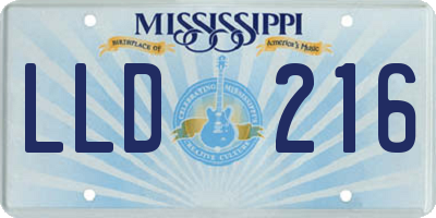 MS license plate LLD216