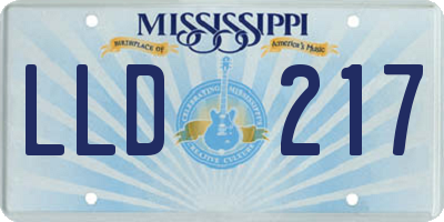 MS license plate LLD217
