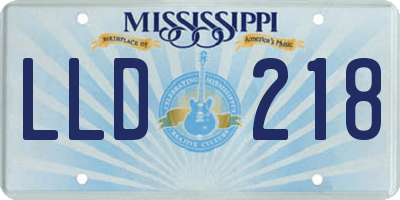 MS license plate LLD218