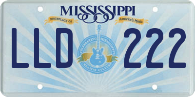 MS license plate LLD222