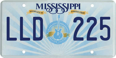MS license plate LLD225