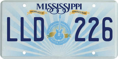 MS license plate LLD226