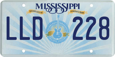MS license plate LLD228