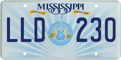 MS license plate LLD230
