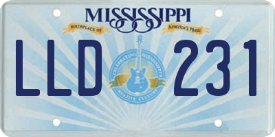 MS license plate LLD231