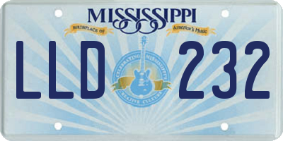 MS license plate LLD232