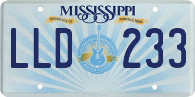 MS license plate LLD233