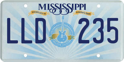 MS license plate LLD235