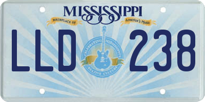 MS license plate LLD238