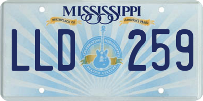MS license plate LLD259