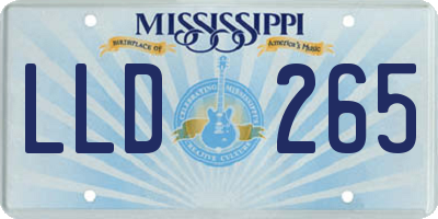 MS license plate LLD265