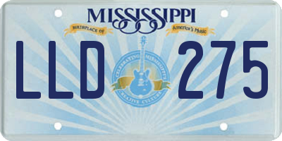 MS license plate LLD275