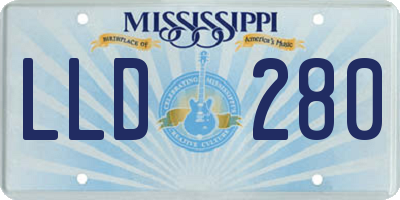 MS license plate LLD280