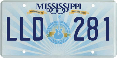 MS license plate LLD281