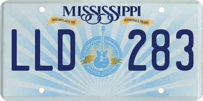 MS license plate LLD283