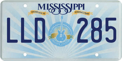 MS license plate LLD285