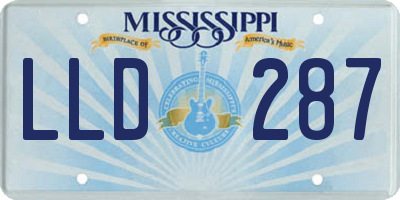 MS license plate LLD287